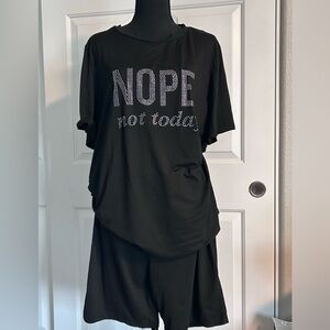 Black and rhinestone short set